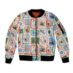 Australia Wildlife Christmas Stamp Sleeve Zip Bomber Jacket Pink Aussie Native Animal Seamless Pattern