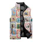 Australia Wildlife Christmas Stamp Sleeveless Puffer Jacket Pink Aussie Native Animal Seamless Pattern