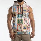 Australia Wildlife Christmas Stamp Sleeveless Zip Hoodie Pink Aussie Native Animal Seamless Pattern