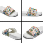 Australia Wildlife Christmas Stamp Slide Sandals Pink Aussie Native Animal Seamless Pattern