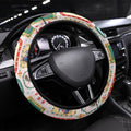 Australia Wildlife Christmas Stamp Steering Wheel Cover Pink Aussie Native Animal Seamless Pattern