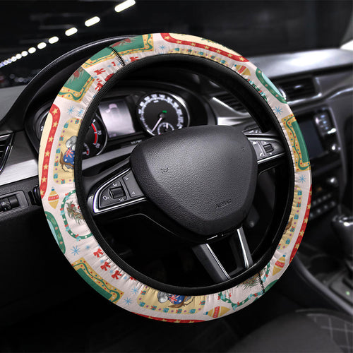 Australia Wildlife Christmas Stamp Steering Wheel Cover Pink Aussie Native Animal Seamless Pattern