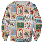 Australia Wildlife Christmas Stamp Sweatshirt Pink Aussie Native Animal Seamless Pattern