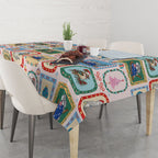 Australia Wildlife Christmas Stamp Tablecloth Pink Aussie Native Animal Seamless Pattern