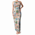 Australia Wildlife Christmas Stamp Tank Maxi Dress Pink Aussie Native Animal Seamless Pattern