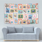 Australia Wildlife Christmas Stamp Tapestry Pink Aussie Native Animal Seamless Pattern