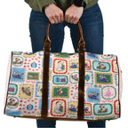 Australia Wildlife Christmas Stamp Travel Bag Pink Aussie Native Animal Seamless Pattern