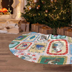 Australia Wildlife Christmas Stamps Tree Skirt Pink Aussie Native Animal Seamless Pattern