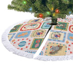 Australia Wildlife Christmas Stamps Tree Skirt Pink Aussie Native Animal Seamless Pattern
