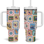 Australia Wildlife Christmas Stamp Tumbler With Handle Pink Aussie Native Animal Seamless Pattern