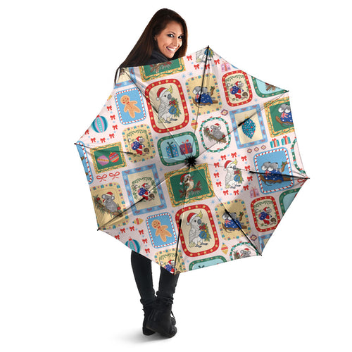 Australia Wildlife Christmas Stamp Umbrella Pink Aussie Native Animal Seamless Pattern