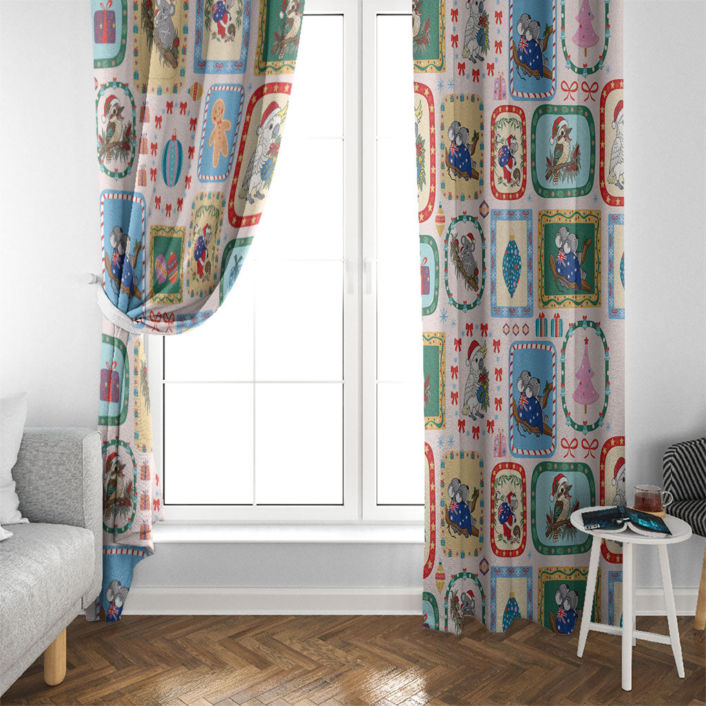 Australia Wildlife Christmas Stamp Window Curtain Pink Aussie Native Animal Seamless Pattern