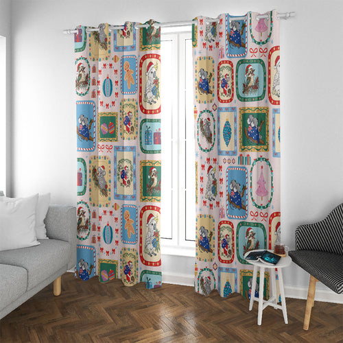 Australia Wildlife Christmas Stamp Window Curtain Pink Aussie Native Animal Seamless Pattern