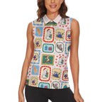 Australia Wildlife Christmas Stamp Women Sleeveless Polo Shirt Pink Aussie Native Animal Seamless Pattern