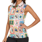 Australia Wildlife Christmas Stamp Women Sleeveless Polo Shirt Pink Aussie Native Animal Seamless Pattern