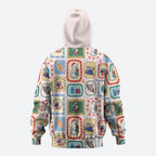 Australia Wildlife Christmas Stamp Zip Hoodie Pink Aussie Native Animal Seamless Pattern