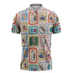 Australia Wildlife Christmas Stamp Zipper Polo Shirt Pink Aussie Native Animal Seamless Pattern