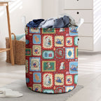 Australia Wildlife Christmas Stamp Laundry Basket Red Aussie Native Animal Seamless Pattern