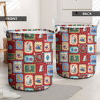 Australia Wildlife Christmas Stamp Laundry Basket Red Aussie Native Animal Seamless Pattern