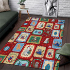 Australia Wildlife Christmas Stamp Area Rug Red Aussie Native Animal Seamless Pattern