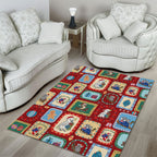 Australia Wildlife Christmas Stamp Area Rug Red Aussie Native Animal Seamless Pattern