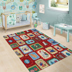 Australia Wildlife Christmas Stamp Area Rug Red Aussie Native Animal Seamless Pattern