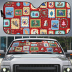Australia Wildlife Christmas Stamp Auto Sun Shade Red Aussie Native Animal Seamless Pattern