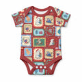 Australia Wildlife Christmas Stamp Baby Onesie Red Aussie Native Animal Seamless Pattern