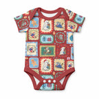 Australia Wildlife Christmas Stamp Baby Onesie Red Aussie Native Animal Seamless Pattern