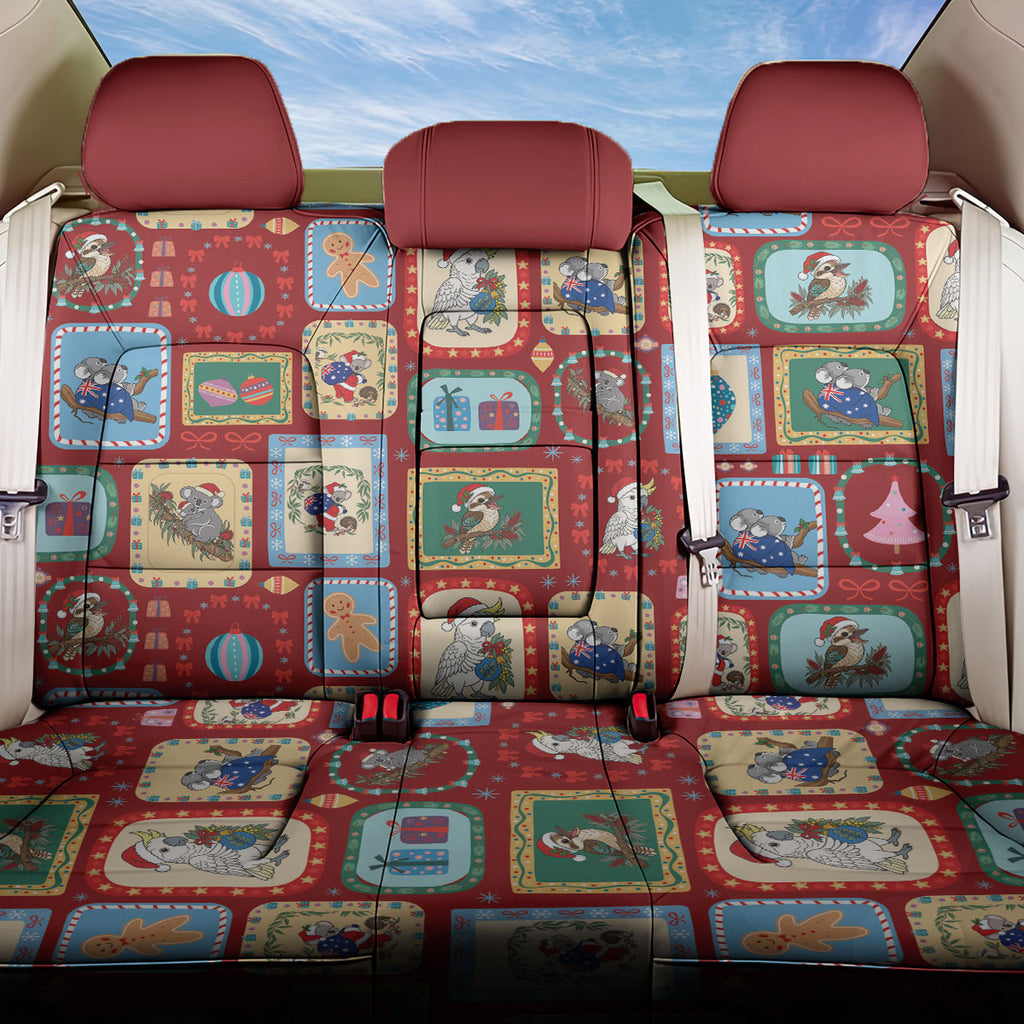 Australia Wildlife Christmas Stamp Back Car Seat Cover Red Aussie Native Animal Seamless Pattern