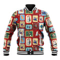 Australia Wildlife Christmas Stamp Baseball Jacket Red Aussie Native Animal Seamless Pattern