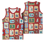Australia Wildlife Christmas Stamp Basketball Jersey Red Aussie Native Animal Seamless Pattern