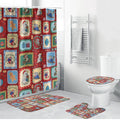 Australia Wildlife Christmas Stamp Bathroom Set Red Aussie Native Animal Seamless Pattern