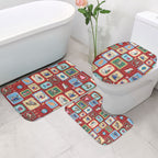 Australia Wildlife Christmas Stamp Bathroom Set Red Aussie Native Animal Seamless Pattern