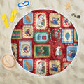 Australia Wildlife Christmas Stamp Beach Blanket Red Aussie Native Animal Seamless Pattern