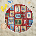 Australia Wildlife Christmas Stamp Beach Blanket Red Aussie Native Animal Seamless Pattern