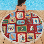 Australia Wildlife Christmas Stamp Beach Blanket Red Aussie Native Animal Seamless Pattern