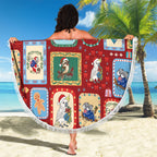 Australia Wildlife Christmas Stamp Beach Blanket Red Aussie Native Animal Seamless Pattern