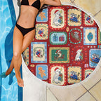 Australia Wildlife Christmas Stamp Beach Blanket Red Aussie Native Animal Seamless Pattern