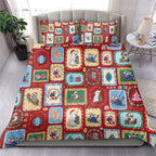 Australia Wildlife Christmas Stamp Bedding Set Red Aussie Native Animal Seamless Pattern