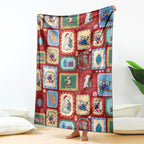 Australia Wildlife Christmas Stamp Blanket Red Aussie Native Animal Seamless Pattern