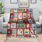 Australia Wildlife Christmas Stamp Blanket Red Aussie Native Animal Seamless Pattern
