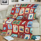 Australia Wildlife Christmas Stamp Blanket Red Aussie Native Animal Seamless Pattern