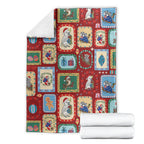 Australia Wildlife Christmas Stamp Blanket Red Aussie Native Animal Seamless Pattern