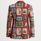 Australia Wildlife Christmas Stamp Blazer Red Aussie Native Animal Seamless Pattern