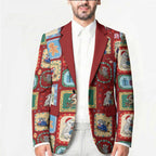 Australia Wildlife Christmas Stamp Blazer Red Aussie Native Animal Seamless Pattern