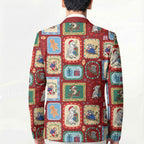 Australia Wildlife Christmas Stamp Blazer Red Aussie Native Animal Seamless Pattern