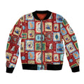 Australia Wildlife Christmas Stamp Bomber Jacket Red Aussie Native Animal Seamless Pattern