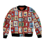 Australia Wildlife Christmas Stamp Bomber Jacket Red Aussie Native Animal Seamless Pattern