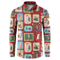 Australia Wildlife Christmas Stamp Button Sweatshirt Red Aussie Native Animal Seamless Pattern